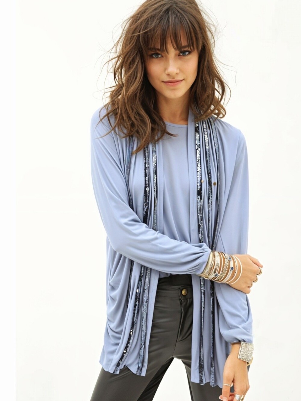 NWT BKE Gray Shimmery Sequin Scarf Cardigan